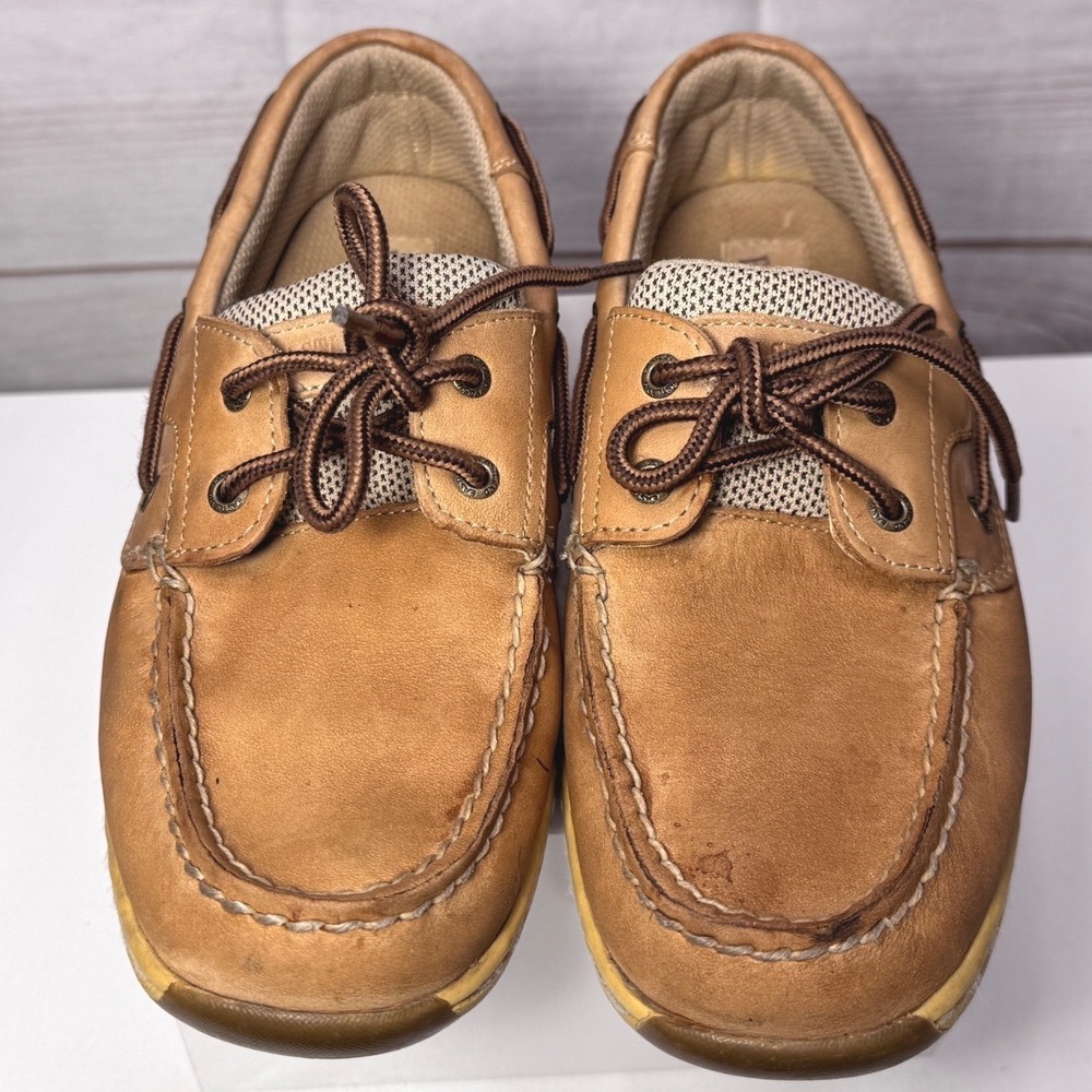 Eastland Solstice Womens Boat Shoes Tan Leather Mesh Loafers 3701-62 Size 7.5 M